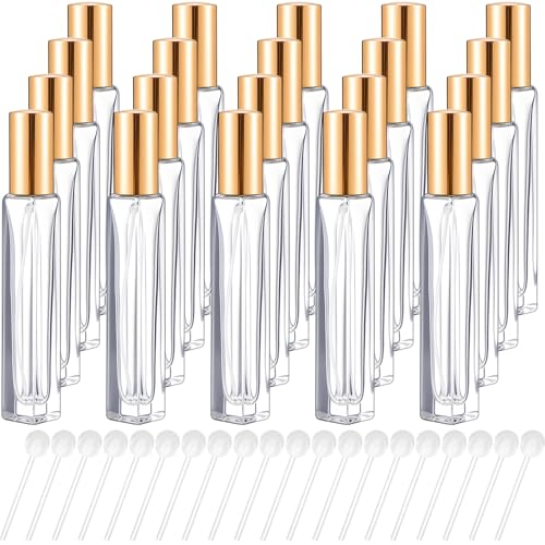 Domensi 10ml Gold Glass Perfume Atomizer Spray Bottle Set, Leakproof & Refillable