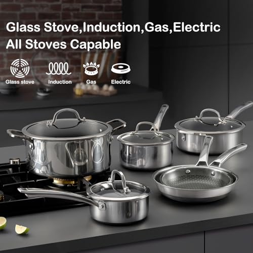 SNOWCLAD 1.5 & 2.5 Quart Nonstick Sauce Pan Set with Lid - Induction & Gas Compatible