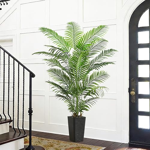 Artificial Palm Tree 6FT Indoor Fake Plant with Black Pot - Realistic Tropical Decor