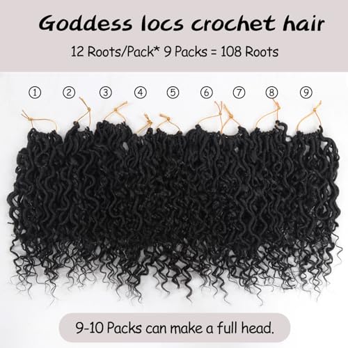 Goddess Locs Crochet Hair 8 Inch - 9 Packs, Natural Full Look, Easy Install