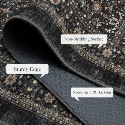 Dark Gray 6x9 Washable Area Rug - Ultra Soft Non-Slip Living Room Carpet