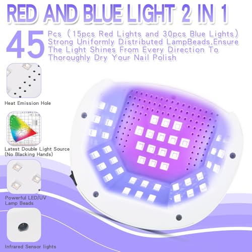 Rechargeable UV LED Nail Lamp with 45 Beads & Handle - Fast Curing for Gel Nails