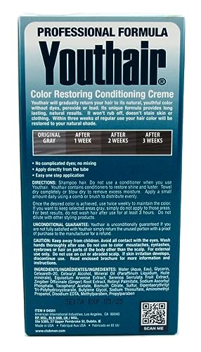 Youthair Gray Coverage Hair Cream for Men 3.75 oz - Pack of 6