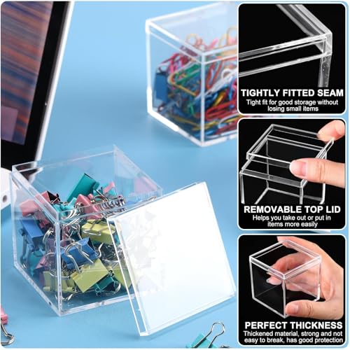 150 Pcs Clear Acrylic Box with Lid Square Mini Gift Containers – 5.5x5.5x5.5 cm, Tuanse