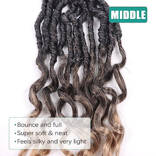 Deep Wave Faux Locs Crochet Hair 30 Inch Black to Beige - 8 Packs