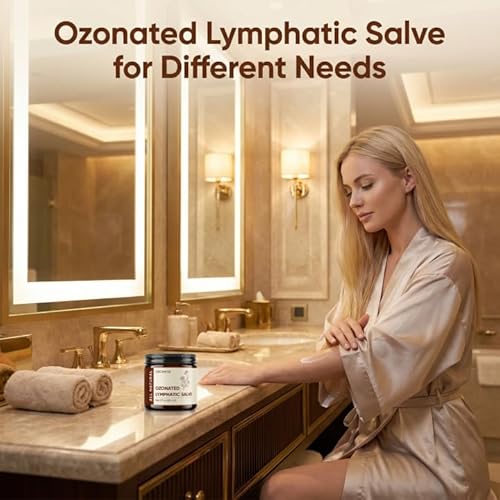 Ozonated Lymphatic Salve, Lymphatic Drainage Cream Balm with Ozonated Olive Oil, Calendula & Essential Oils for Face & Body, Deep Moisturizing