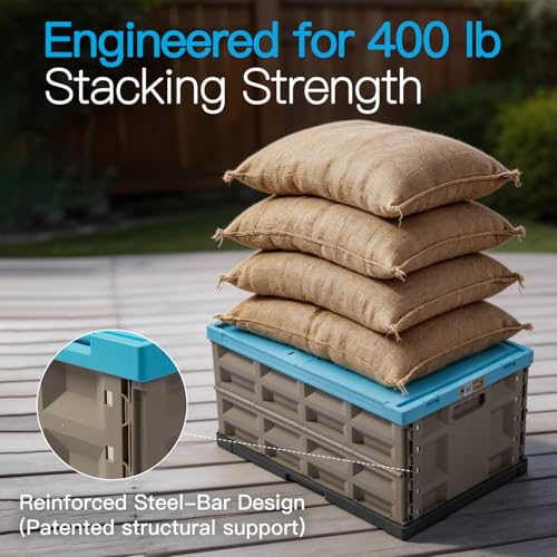Heavy Duty Collapsible Storage Bins - 45L Blue Pack of 2