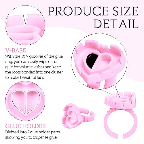 1000 Pcs Heart-Shaped Eyelash Extension Glue Rings - Disposable Makeup Tool