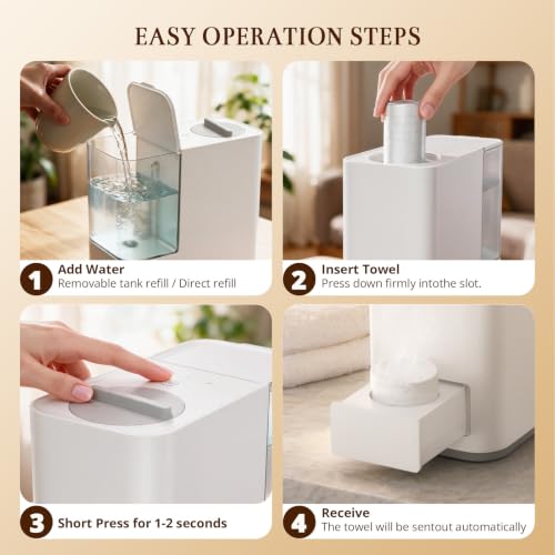 Off White Compressed Towels for Hot Towel Dispenser 60 Count - Soft Facial Cloths