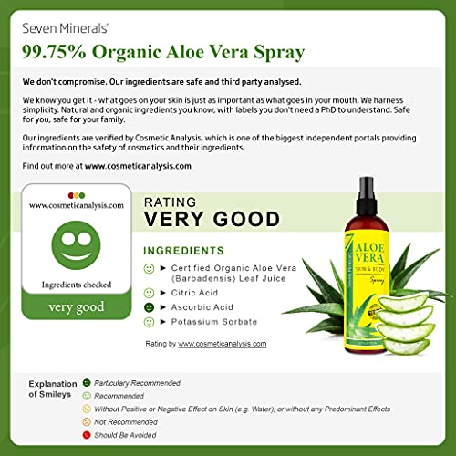 Seven Minerals Aloe Vera Spray & Travel Size Aloe Vera Gel - Organic Skin Care