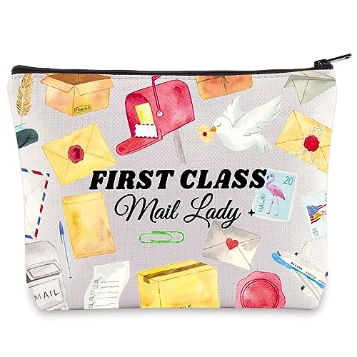 WZMPA Cosmetic Bag Postal Worker Gifts - First Class Mail Lady Makeup Zipper Pouch