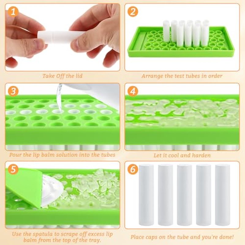 200 Pcs Lip Balm Tubes 5g Empty Plastic Lip Gloss Balm Containers with Filling Tray and Spatula, White Empty Chapstick Tubes for DIY Homemade Lipsticks, Solid Perfume
