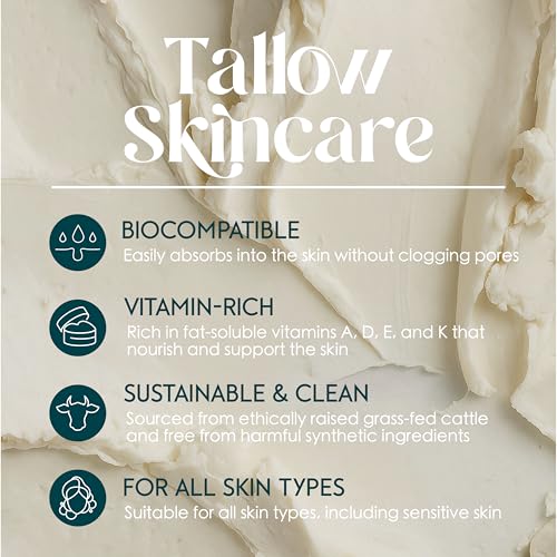 Natural Skin Healing and Repair Beef Tallow and Shea Butter Balm with Tea Tree Oil | Treats Scars, Rashes, and Soothes Dry, Sensitive, Irritated Skin | Infused with Organic Calendula Flowers 4 oz
