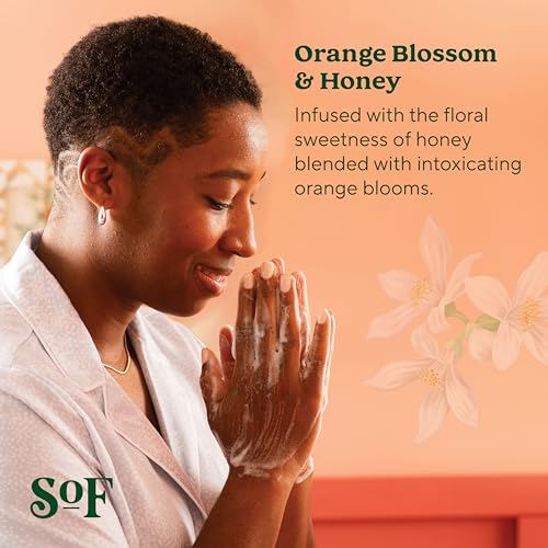 SoF Nourishing Hand Wash - With Moisturizing Sea Algae, Coconut & Olive Oil- Vegan & Non GMO- Free From Phthalates, Sulfates & Parabens- Orange Blossom & Honey - 8 oz Bottle 3 Pack