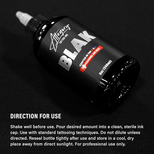 Premium Black Tattoo Ink - Vegan Friendly, Organic, 8 oz for Lining & Shading