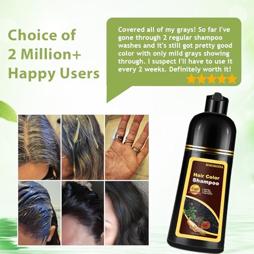 Dark Brown Hair Dye Shampoo for Men & Women - Gray Coverage in 20 Minutes
