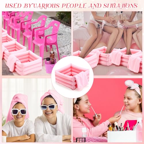 FillTouch Pink Foot Spa Kit with Towels for Kids - Spa Party Supplies