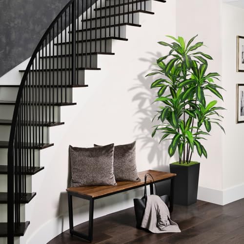 Artificial 6FT Dracaena Tree with Black Tall Planter - Realistic Indoor Decor