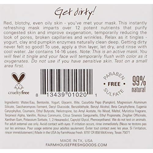 FarmHouse Fresh Splendid Dirt Nutrient-Rich Mud Mask , 3.2 Fl Oz (Pack of 1)