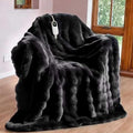 Black Twin Electric Heated Blanket 62x84 Faux Rabbit Fur Comforter