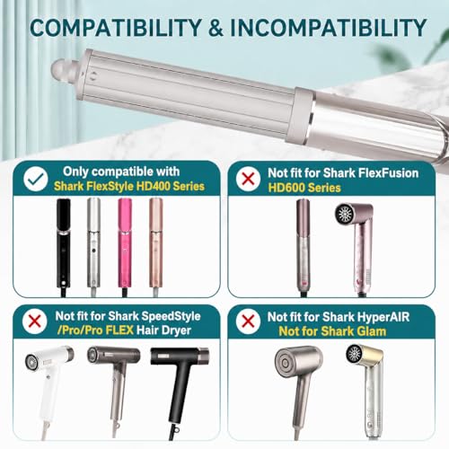 40mm Long Barrel Curling Iron for Shark FlexStyle HD400 - Bouncy Waves & Curls - Stone Variation