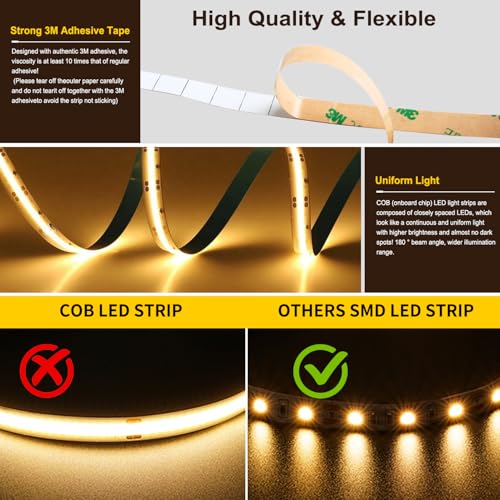 Pandery COB LED Strip Light 576CCT Dimmable 65ft Bluetooth & Music Control