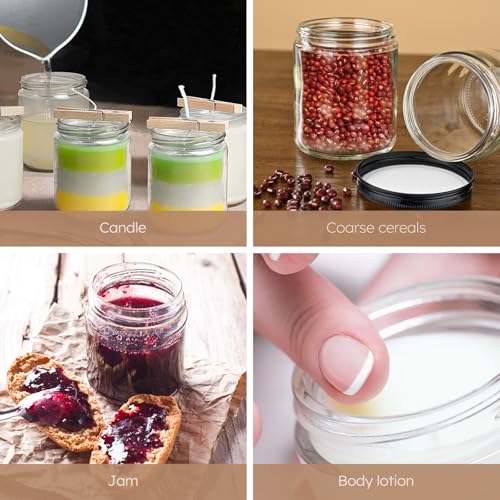 8 oz Glass Jars with Lids - Clear Candle & Storage Jars 30 Pack