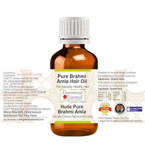 Greenwood Essential Amla Oil (Emblica officinalis) | Infused | Pure | Non-Sticky | Lightweight | For Hair Care Routines | Men & Women | Traditional Use | Natural | 100ml (3.38 oz)