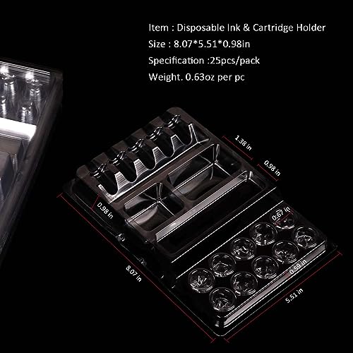 Dragoart Medium Size 25Pc Tattoo Ink Caps & Cartridge Holders Set - Disposable Ink Cups & Trays