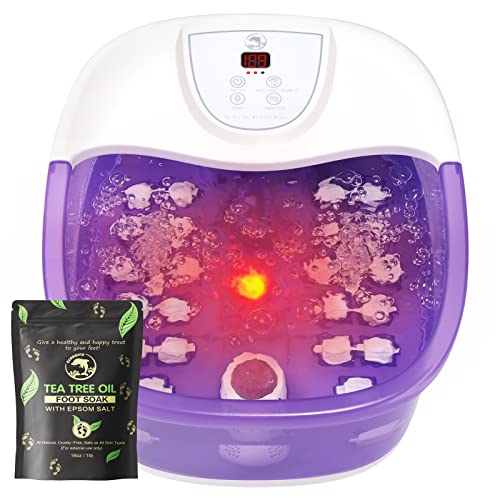 ECARBME Purple Foot Spa Bath Massager with Heat, 22 Rollers, Bubbles & Vibration