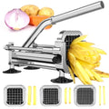 French Fry Cutter Manual with Interchangeable Blades - 1/2, 3/8 & 1/4 Inch