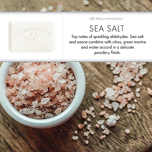 Pre de Provence Artisanal Soap Bar, Enriched with Organic Shea Butter, Natural French Skincare, Quad Milled for Rich Smooth Lather, 8.8 Ounce, Sea Salt