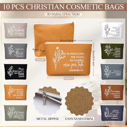 Spanish Christian Makeup Bags & Compact Mirrors Set - Religious Gifts for Women