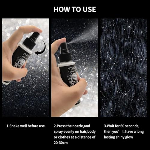 Glitter Spray for Hair and Body, Body Glitter Hairspray for Clothes, Music Festival Face Glitter for Women