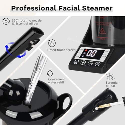 2-in-1 Hair and Face Steamer with Ozone for Personal Care at Home or Salon