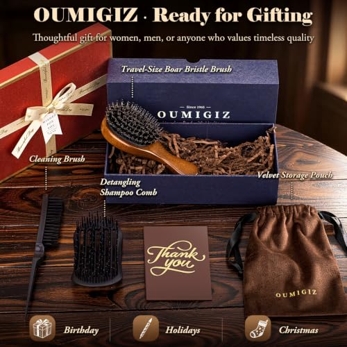 Small Boar Bristle Hair Brush - Handmade British Craftsmanship Travel Mini