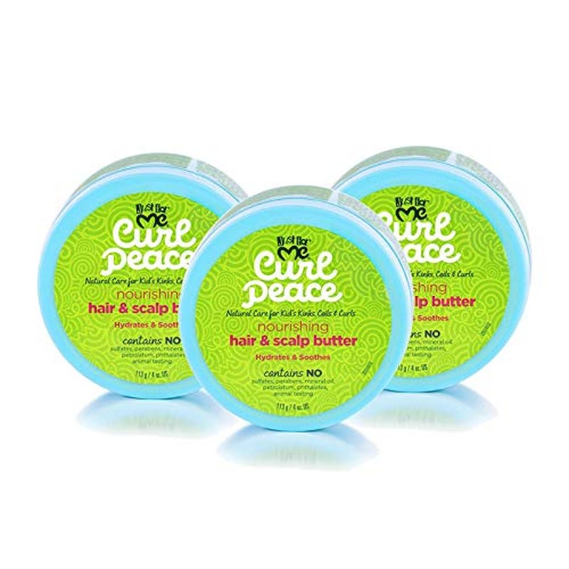 Just For Me Curl Peace Nourishing Hair & Scalp Butter (3 Pack) - Hydrates & Soothes, Contains Grapeseed Oil, Shea Butter, Castor Oil, Prevents Breakage, Increases Softness, No Animal Testing, 4 oz