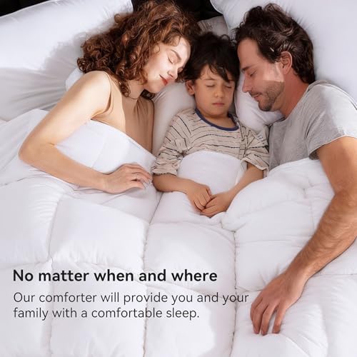 White Queen Size Goose Feather Down Fiber Comforter - All Season Luxury Duvet Insert