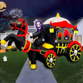 SEASONBLOW 10ft Halloween Inflatable Horse Carriage Yard Decor with LED Lights