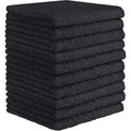 DecorRack 10 Pack 100% Cotton Wash Cloth, Luxurious Soft, 12 x 12 inch Ultra Absorbent, Machine Washable Washcloths, Black (10 Pack)