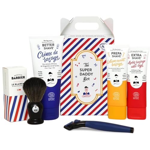 French Men's Shaving Gift Set with Razor Brush & Premium Grooming Products