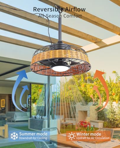 FELCO 20" Plug in Outdoor Gazebo Ceiling Fan with Light, Hook and