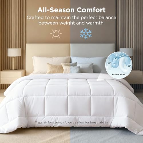 Oversized Queen Comforter Duvet Insert - White Quilted All-Season Bedding