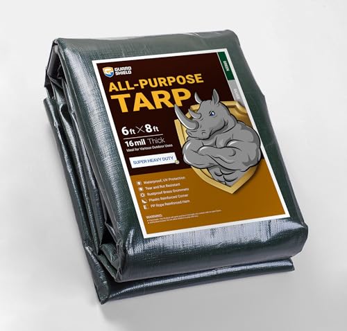 Heavy Duty Waterproof Green/Silver Poly Tarp Cover 6x8 Feet UV & Tear Resistant