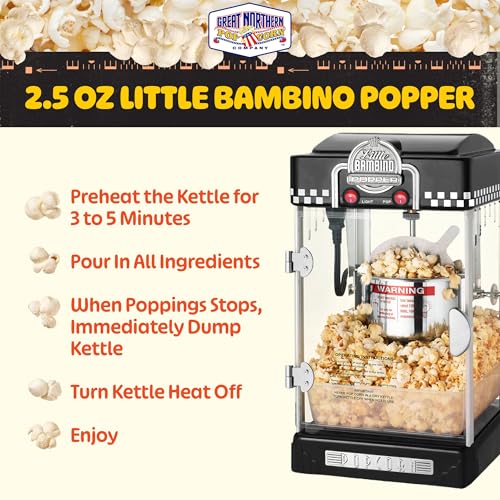Popcorn Machine Little Bambino 2.5oz Black Countertop Popper
