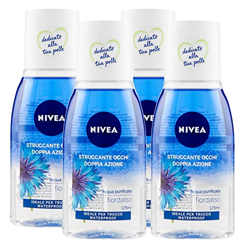 NIVEA Double Action Eye Makeup Remover 4-Pack - Waterproof & Sensitive Skin