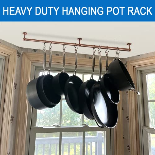 39.4 Inch Stainless Steel Wall Mount Pot and Pan Rack with Adjustable S Hooks - Antique Copper