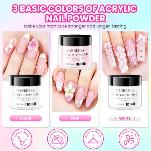 VANREESA Acrylic Nail Kit with Gel Polishes, Tips & Salon Tools for Beginners