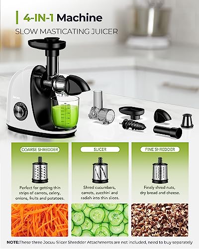 Slow Masticating Juicer Machine with 2-Speed & Quiet Motor - Easy to Clean