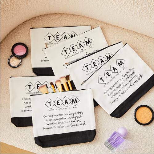 Cunno 12 Pcs Team Appreciation Tote Bag Women Employee Gift Team Together Canvas Makeup Bags for Worker Staff Coworker Nurse Teacher